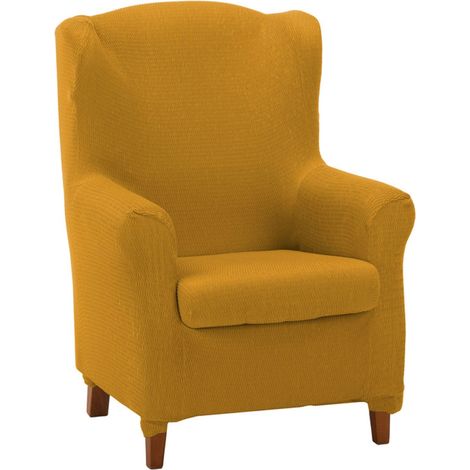 Housse de Fauteuil à Oreilles Duplex matelassée et Ultra-ajustée Housse de Fauteuil à Oreilles Duplex Extensible, Couleur Moutarde 100% fabriquée en Espagne (1/3)