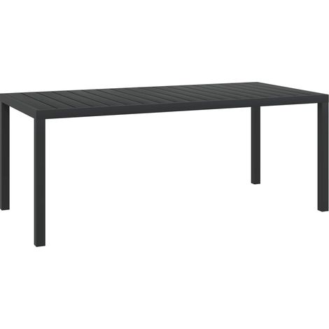 Table de jardin Table de patio Table d'extérieur Noir 185 x 90 x 74 cm Aluminium et WPC BZTHBS846766 (1/5)