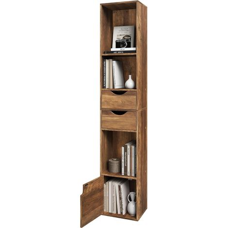 WOLTU Estantería para oficina en casa, sala de estar, almacenamiento, madera marrón (1/5)