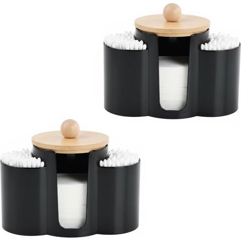 Zwei Dosen für Wattestäbchen eine 3-in-1-Aufbewahrungsbox für Wattepads eine Badezimmer-Aufbewahrungsbox mit Deckel platzsparend und geeignet zur (1/5)