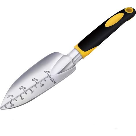 Sollbry Gartenkelle, Handschaufel, 1 Stück, robuster Aluminiumguss mit Bodentiefenmarkierung, Garten-Handwerkzeug, professionelle kleine Handkelle für Frauen, Männer, Kinder, Graben und Pflanzen (1/2)
