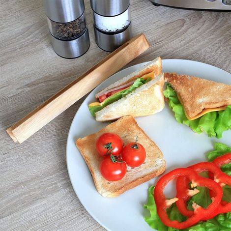 Magnetische Brotzange aus natürlichem Bambus – Küchenhelfer zum Toasten, Backen und Servieren – Set aus umweltfreundlicher Bambuszange (1/4)