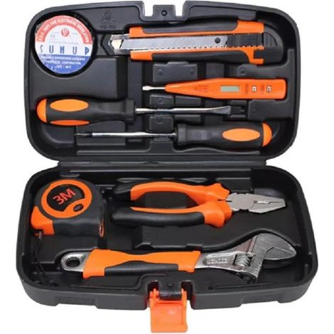 Kit Attrezzi Strumenti Multiuso Valigetta 8pz Metro Chiave Cercafase Cacciavite (1/5)
