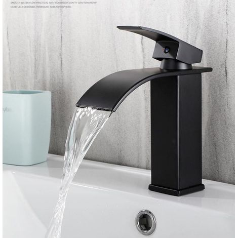 Grifo de lavabo moderno, grifo de baño, grifo de lavabo en cascada, grifo mezclador de lavabo, No incluye tuberías de agua (1/4)