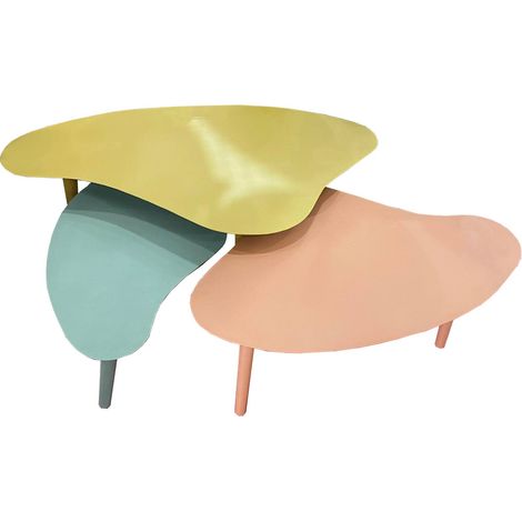 Table basse design en fer aux tons multicolores - Ton pastel abstrait et multicolore