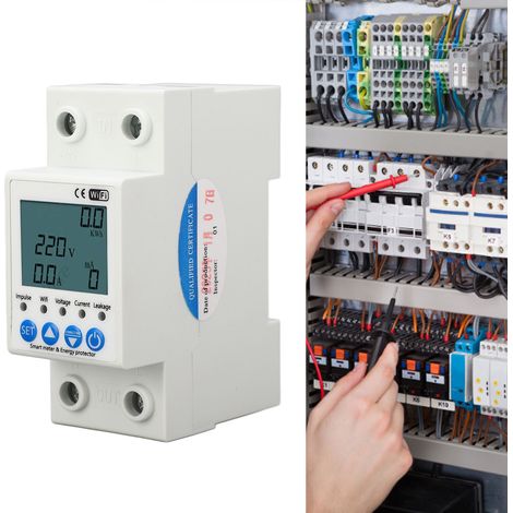 Interrupteur de protection contre les fuites de courant intelligent Tuya WiFi AC220V avec surveillance du courant et de la tension, dispositif de protection contre les fuites de courant à réenclenchem (1/5)