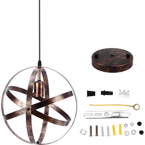Lustre Industriel Vintage avec Globe Terrestre - Lampe Murale pour Café et Boutique