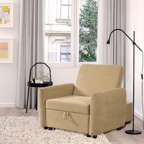 Poltrona letto Taupe con braccioli- Oulida (1/4)