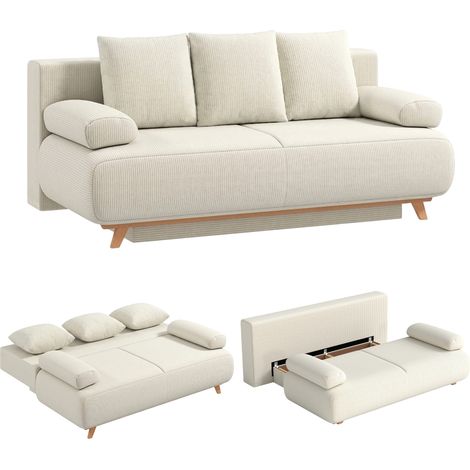 Canapé-lit Velours Beige Réglable (1/5)