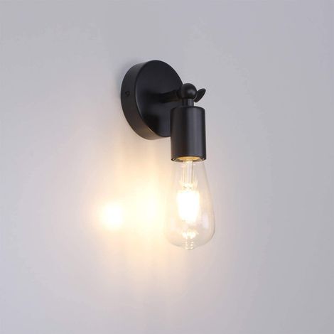 Wandlampe Vintage Wandleuchte Schicke Schlichte Wandbeleuchtung Industrial Metall Eisen - 1PC Schwarz (Ohne Leuchtmittel) (1/5)