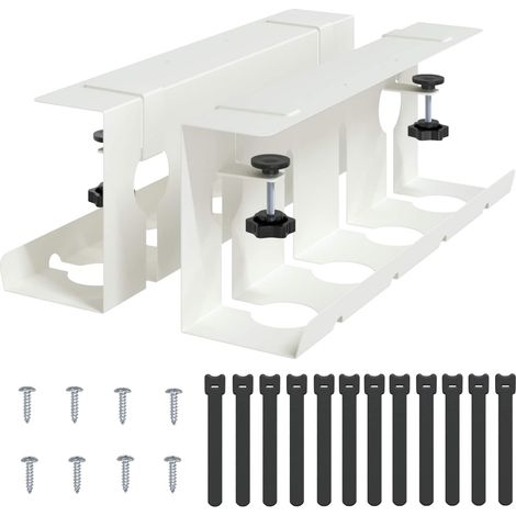 Under Desk Cable Management Tray 2 pcs White 43 x 10 x 15 cm vidaXL