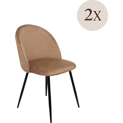 Dmora - Set di 2 sedie Stinson, Poltrona rivestita in velluto, Sedia da pranzo imbottita, Seduta per riunioni, 51x54h82 cm, Sabbia