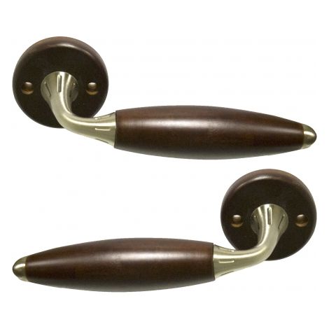 Ouvre&Déco – Poignées de porte sur rosaces PRUNE – 2 unités en bois wengé – Finition haut de gamme – Pour épaisseur de porte 35 à 40 mm