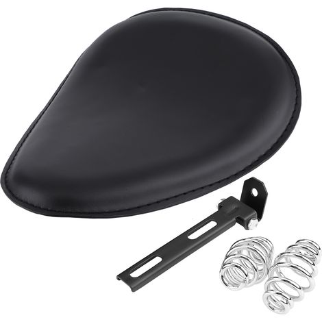 3" Siège Solo Cuir Noir Moto avec Support de Montage et Ressort pour Chopper Bobber Custom (1/5)