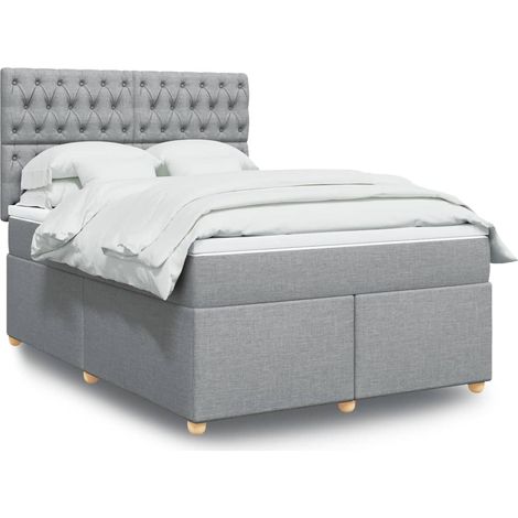 Boxspringbett mit Matratze Hellgrau 160x200 cm Stoff