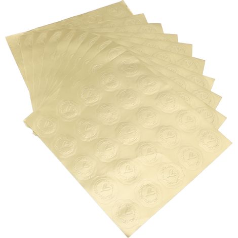 10 Blatt goldgeprägte Aufkleber mit Herz- und Weizenmuster, selbstklebend, zum Verschließen von Briefumschlägen und Grußkarten (1/5)