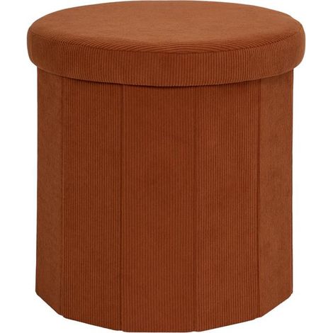 Pouf Coffre Pliable Côtelé "Jules" 38cm Terracotta (1/5)