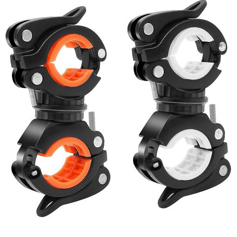 Support de lampe de vélo universel, 2 pièces pince torche rotative à 360°, support de phare LED pour vélo, montage facile. (1/5)