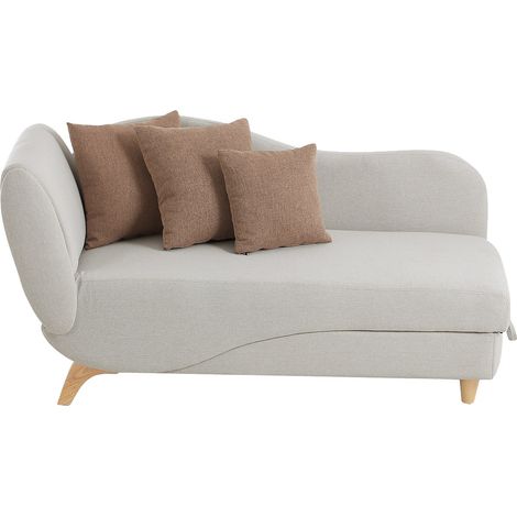 Chaise longue letto con contenitore in Tessuto Beige PENELOPE