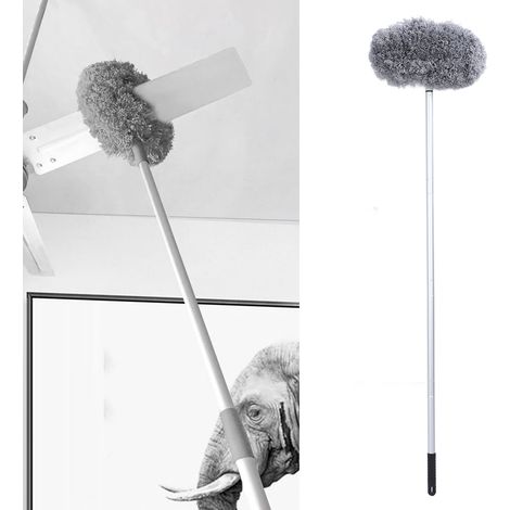 Manche de Duster Extensible 140cm Pivotant 360° Lavable Multifonction pour Plafonds Hauts et Lustres Gris (1/5)