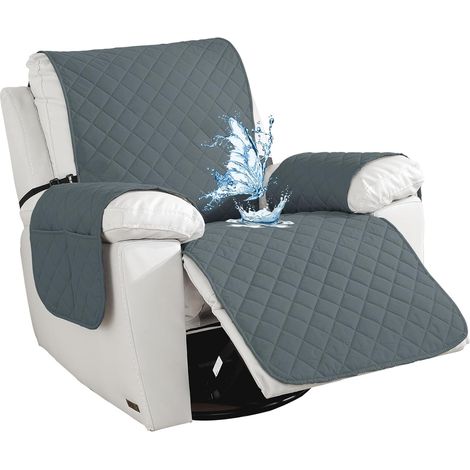 Copripoltrona monoposto impermeabile, copridivano reclinabile con tasca, antiscivolo, rimovibile, lavabile, resistente all'usura, per poltrone reclinabili elettriche, adatto a cani e gatti, grigio scu (1/5)