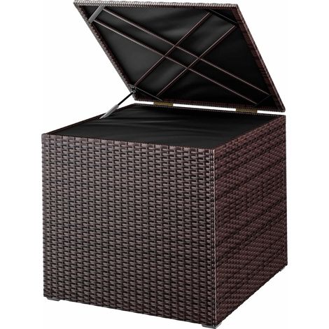 CASARIA® Auflagenbox 318L Polyrattan - Wetterfeste Garten Aufbewahrungsbox für Kissen & Sitzauflagen 75x75x70cm, für Balkon, Terrasse und Garten, UV-beständig braun