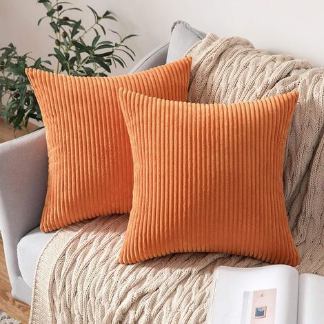 GENERIC-Housse de Coussin en Velours Décoratif Taie d'oreiller Douce Sofa Salon Canapé Lot de 2 45x45cm Orange (1/5)