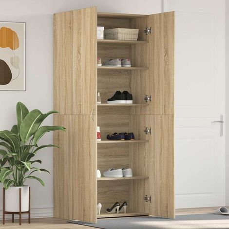 Schuhschrank mit Regal Braun 80 x 35,5 x 180 cm Holzwerkstoff