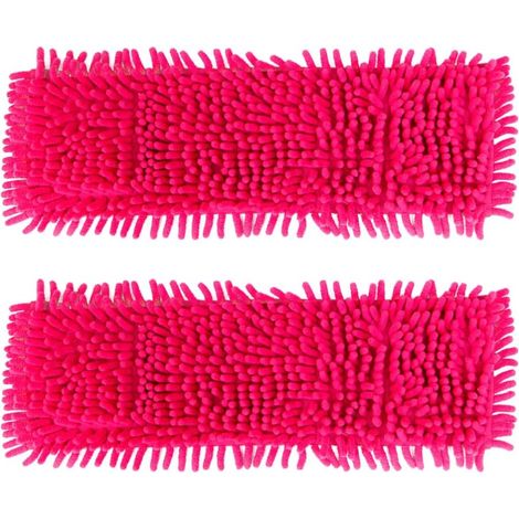 Mikrofaser-Mopppad (rot), waschbar und wiederverwendbar, zur Bodenreinigung (rot), Chenille, rot, Größe 40 x 10 cm, 2 Stk. (1/4)