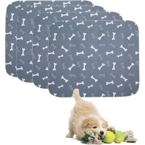 Lot de 4 tapis d'éducation pour chiots, tapis de toilettage pour animaux de compagnie, protège-matelas super absorbant réutilisable pour chiens et chats-gris (1/5)