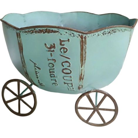 Supporto in ferro stile retrò per secchiello, vaso rotondo per fiori color verde menta