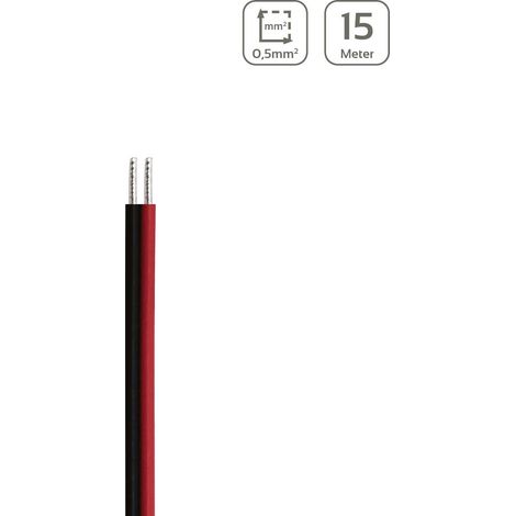 LED Kabel 2-polig - Querschnitt: 2x0,5mm² / AWG20 - Länge: 15m
