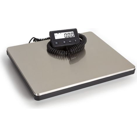 Perel Digitale Paketwaage mit externem LCD-Display, Plattformwaage für Pakete Gepäck Tiere, Briefwaage, Edelstahl Wiegefläche, 100kg/10g, USB-Aufladung oder 2 x AAA-Batterie (inkl.) (1/5)