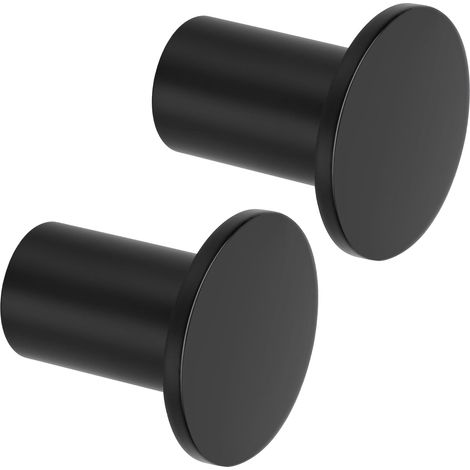 Crochet Mural Patere Salle de Bain, Robuste Crochet à Visser Muraux en Acier Inoxydable, Patère Murale Surdimensionné Ronde 45mm, Porte Manteau Mural, 2 Pcs Noir (1/5)