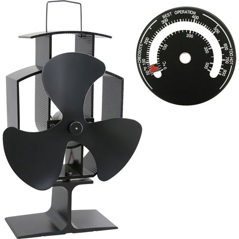 Lincsfire 3 Blades Eco Friendly Silent Heat Powered Stove Fan for Wood/Log Burner/Fireplace + Free Stove Thermometer