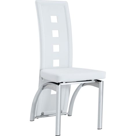 Set mit 2 Esszimmerstühlen aus weißem PU und silbernem Metall, 102,5 cm, MODENUIT (1/5)