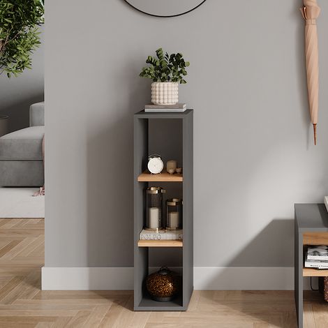 Scarpiera Orlando, Antracite/Rovere dorato, 21.6 x 80.1 cm, Vicco