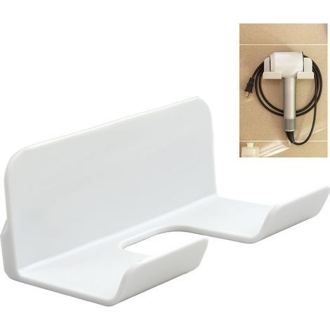 Support pour sèche Cheveux sans perçage, Support Mural Pratique pour sèche Cheveux, Support pour sèche Cheveux pour Salle de Bains Support Universel pour la Plupart des sèche Cheveux (1/5)