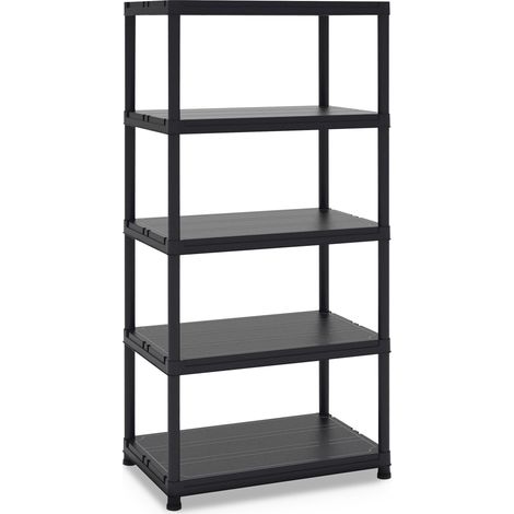 Toomax Universal 96-5 Scaffale salvaspazio a 5 ripiani in plastica resistente nera 90x60x180h cm, struttura componibile per garage, cucina o esterno, ideale per organizzare attrezzi e utensili