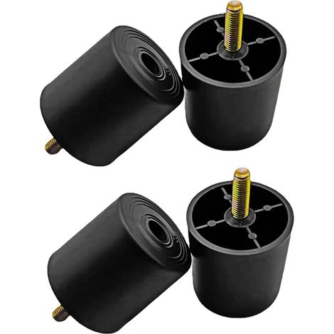 4 Stück 2 Zoll Sofabeine aus Kunststoff, schwarze Sofa-Ersatzbeine, runde Möbelbeine mit M8-Schrauben für Couch, Kommode, Schrank, Stuhl, Bett, Couchtisch