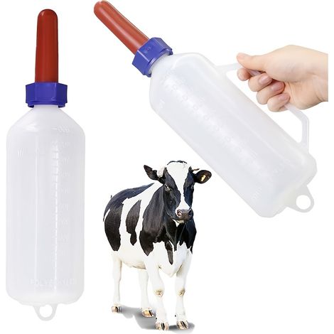 Biberon suspendu inversé de 33,81 oz – Mangeoire en plastique de grande capacité pour veaux, moutons et autres (Lot de 2) (1/5)