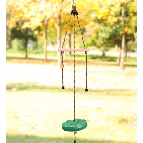 Échelle de corde pour enfants deux-en-un échelle d'escalade extérieure balançoire de jardin balançoire à disque en plastique vert foncé (1/4)