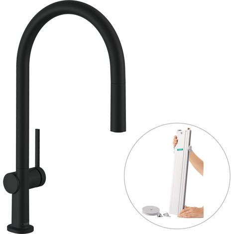 Hansgrohe M54 - Spültischarmatur Talis mit ausziehbarer Brause, sBox, schwarz matt 72803670 (1/5)