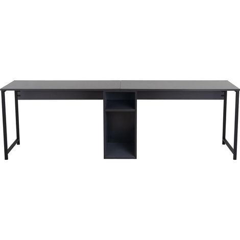 Schreibtisch "Twin Study Desk" aus Holz – 240 x 60 x 74 cm – Anthrazit/Schwarz