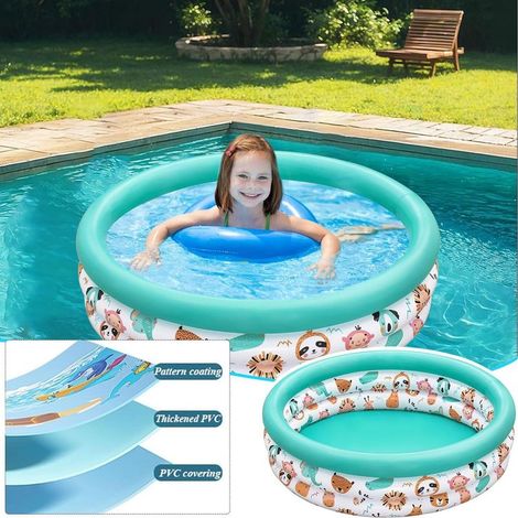 Petite Piscine Gonflable Enfant – Arc-en-ciel, Ronde 86 X 25 Cm – 3 Valves – Intérieur/extérieur – Rose, Jaune, Vert Ou Bleu