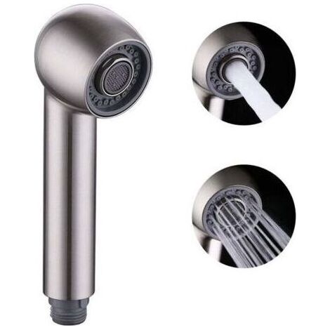 Pair Douchette Robinet Cuisine Remplacement 2 Jets Tête Douchette pour Mitigeur extractible Cuisine, Filetage droit G1/2, Nickel Brossé (1/5)