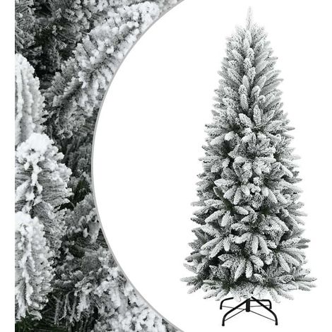 Sapin de Noël artificiel recouvert de neige floquée, 120 cm, en PVC et PE (1/5)