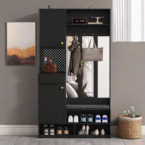 Ensemble de portemanteaux avec banc de rangement tock noir 100 x (1/5)