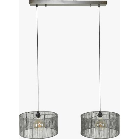 LUMIRA Suspension 2 lampes en métal argenté 120x150 cm (1/5)