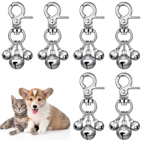 Filiyano-Lot de 6 clochettes pour collier de chien, pendentif triple clochette, breloque pour collier de chien, porte-clés clochettes sonores pour (1/5)